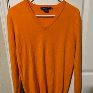 Ralph Lauren 100% Cashmere Orange V-neck Sweater Size XS
